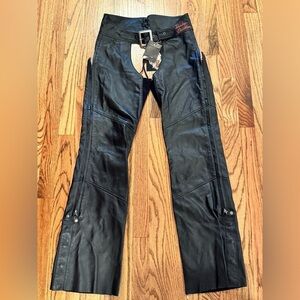 Harley Davidson Black Leather Motorcycle Chaps